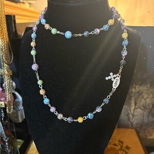 Colorful Beaded Necklace with Silver Accents